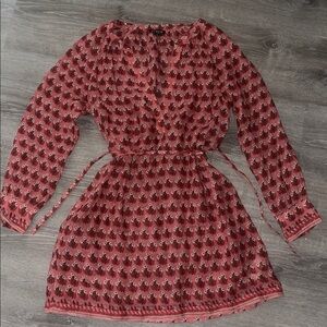 J.Crew Cabana mini dress in block-print ramie- floral print with pockets.